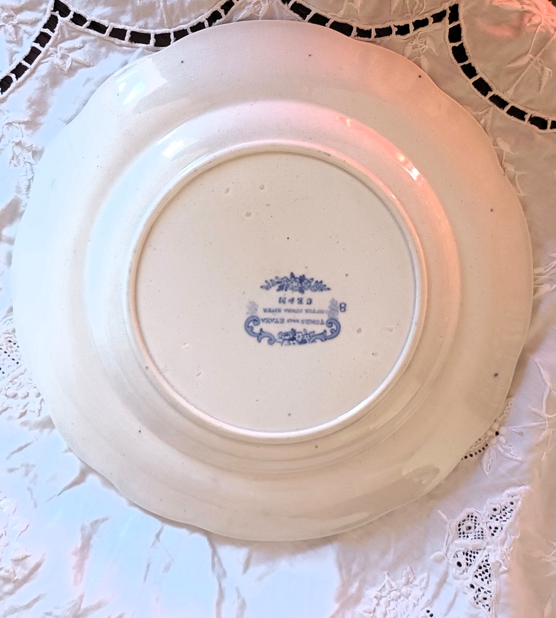 Antique English Victorian Blue and White Transfer Plate ~ "Tombs near Etaya" ~ Cork Edge & Malkin - Image 2